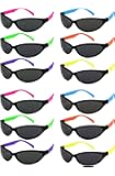 Edge I-Wear 12 Pack 80’s Style Neon Party Sunglasses Adult/Kid Size with CPSIA certified-Lead(Pb) Content Free