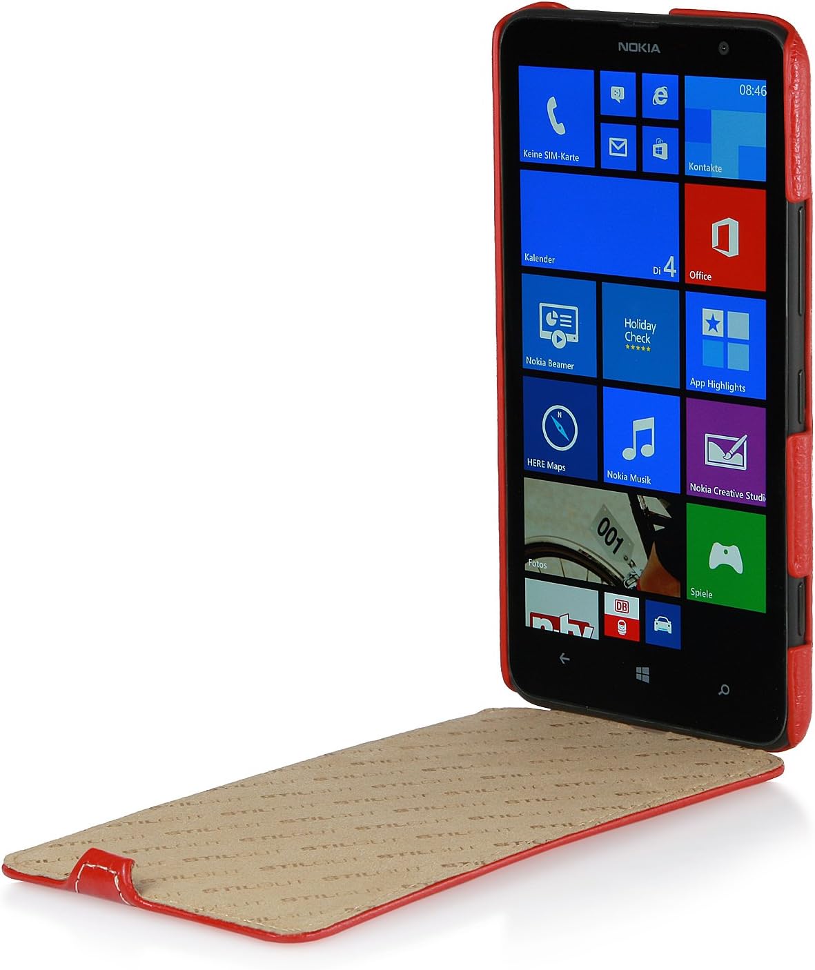StilGut UltraSlim Genuine Leather Case for Nokia Lumia 1320, Red - Image 3
