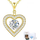 Lulupanda Heart Pendant Necklace for Women: Luxury Gift for Wife Girlfriend Mom/Her - 3ct D Color Moissanite - Gold Jewelry with Gift Box- Hypoallergenic & Adjustable Chain - Daily & Special Occasion Wear