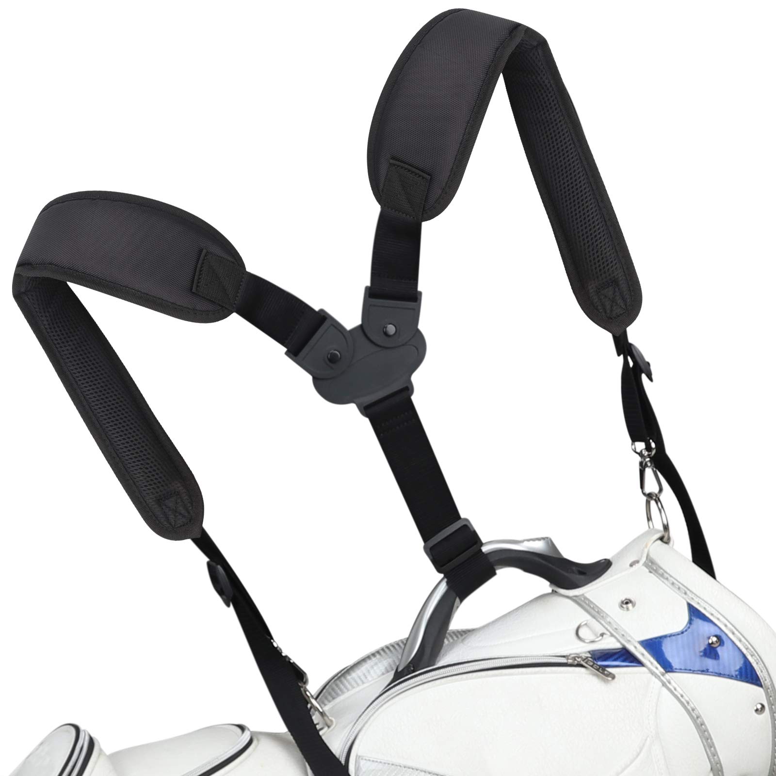 Big Teeth Golf Bag Shoulder Strap Double Padded Adjustable Angle and Length Replacement for Golf Bag Accessories 2 Hooks
