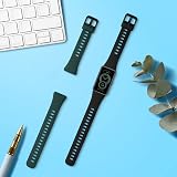 kwmobile 2x Straps for Huawei Band 6 Silicone Replacement Bands Black/Moss Green view 2