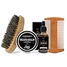 Cosprof Mens Beard Grooming Kit, Includes Beard Balm/Beard Oil/Beard Comb/Beard Brush - Daily Beard Care Set Keeps Beard and Mustache Healthy, Full and Soft