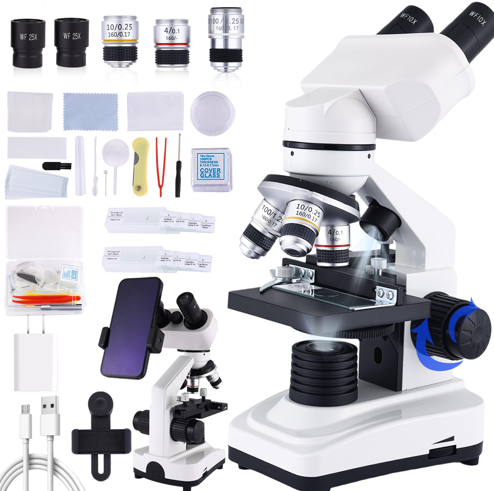 OOZSTAR Microscope Magnification 40X-2500X WF25x