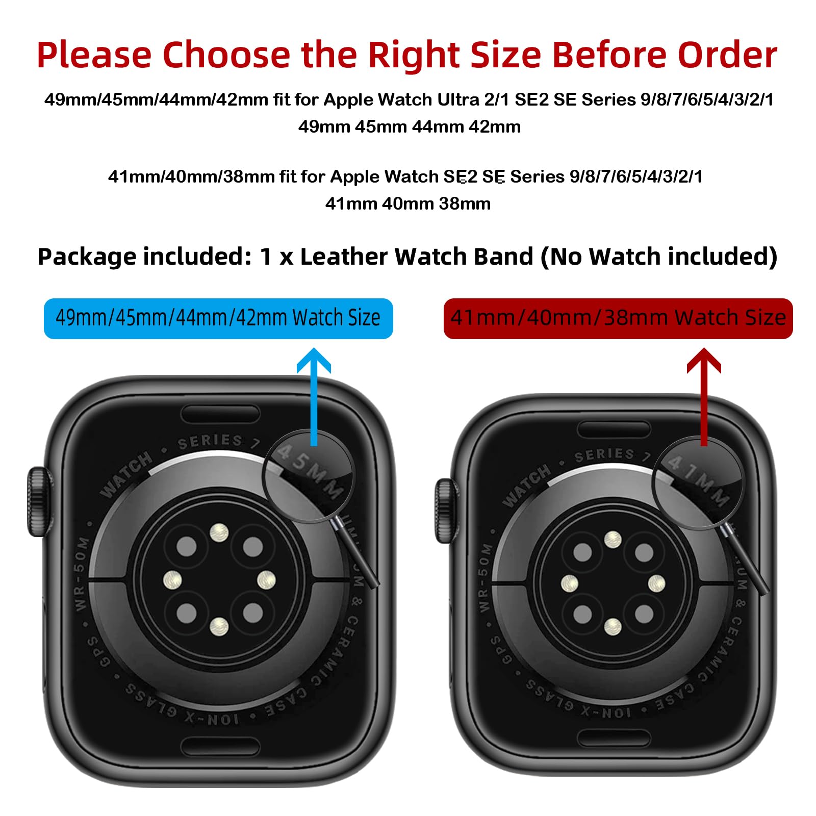 OUHENG Compatible with Apple Watch Band 49mm/46mm/45mm/44mm/42mm, Genuine Leather Bands Strap for iWatch Ultra 2/1 SE Series 10 9 8 7 6 5 4 3 2 1 (Brown/Black)