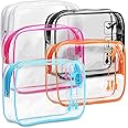 F-color TSA Approved Toiletry Bag - 5 Pack Clear Toiletry Bags Quart Size Travel Bag, Clear Cosmetic Makeup Bags for Women Men, Carry on Airport Airline Compliant Bag, 5 Colors(for age 12 or above)