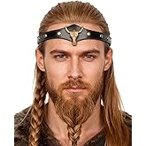 L'VOW Viking Leather Headband Adjustable Medieval Headpiece LARP Costume Renaissance Pirate Cosplay Accessories