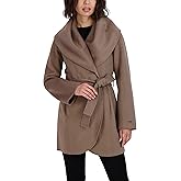 TAHARI womens Double-faced Luxury Soft Wool Blend Peacoat Removable Belt Wool Coat Oversized Collar