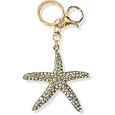 Evenchae Starfish Keychain | Clear Rhinestone Crystal Coastal Bag Charm Purse Backpack | Gift for Women + Pouch