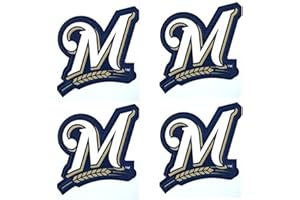 A&A GLOBAL INDUSTRIES Set of 4 Milwaukee Brewers Team Logo Stickers 4 Individual Major League Baseball Official Helmet Emblems MLB Brew Crew Sticker Set