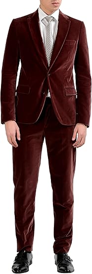 Maison Margiela 14メンズmerlotレッドベルベット2つボタンスーツus 38 It 48 スーツ ビジネスウェア 通販 Amazon