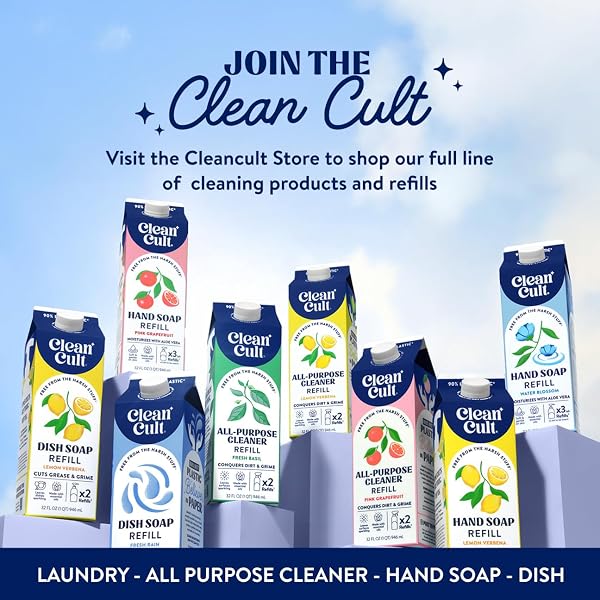 CLEANCULT DISH SOAP LIQUID REFILL (32OZ, 1 PACK) – PLANT BASED CLEANING POWER – DISH SOAP THAT CUTS GREASE & GRIME – FREE OF HARSH CHEMICALS – USES 90% LESS PLASTIC – MOUNTAIN EUCALYPTUS