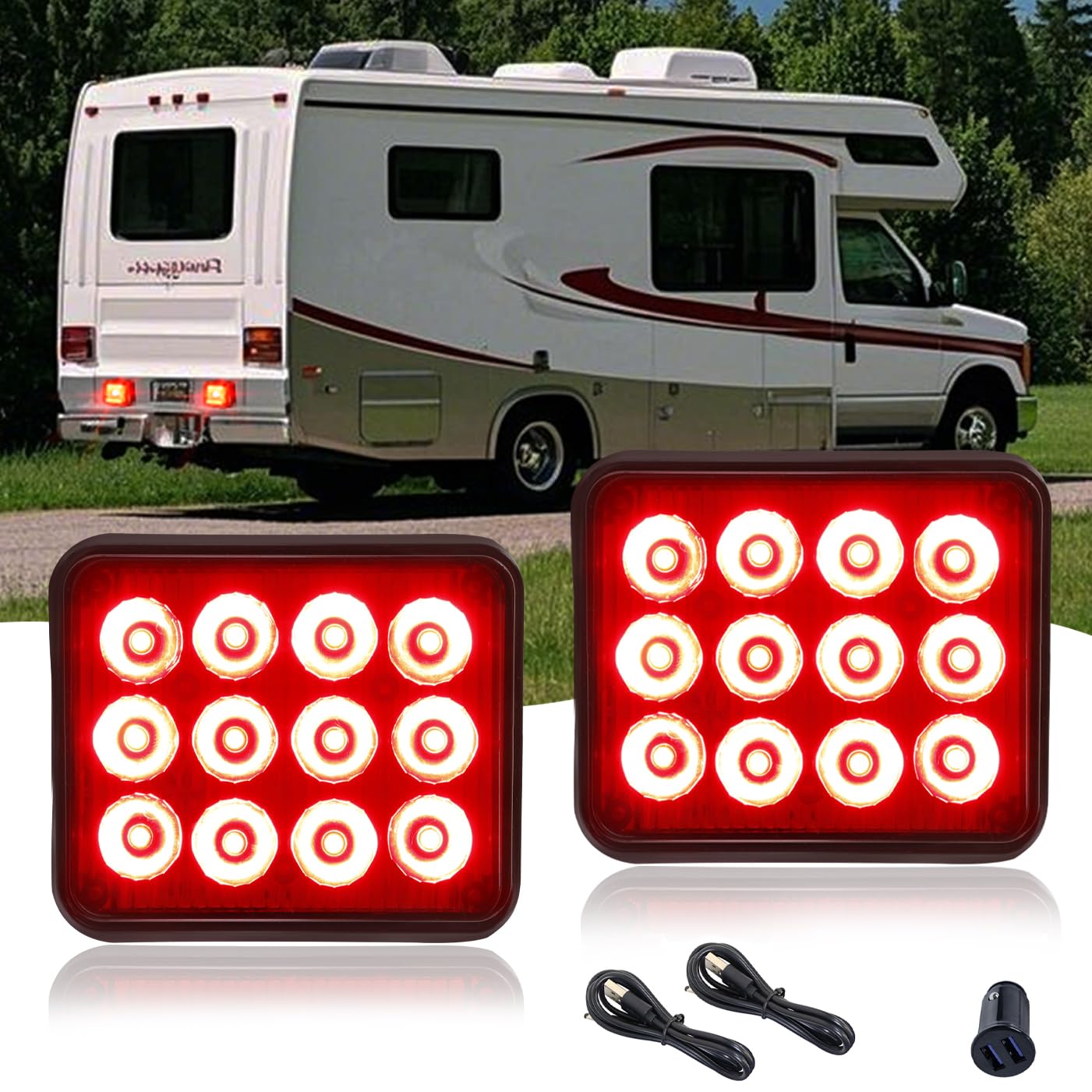 Photo 1 of ADAURIS 2PCS Red Magnetic strobe lights,flashing red light,Strobe Lights, Beacon strobe light,Warning Emergency beacon lights with Magnetic for Trucks Trailer Bus Tracto