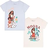 Disney Moana and Friends Girl's Graphic Print T-Shirt 2-Pack - Short Sleeve Tees Bundle for Kids