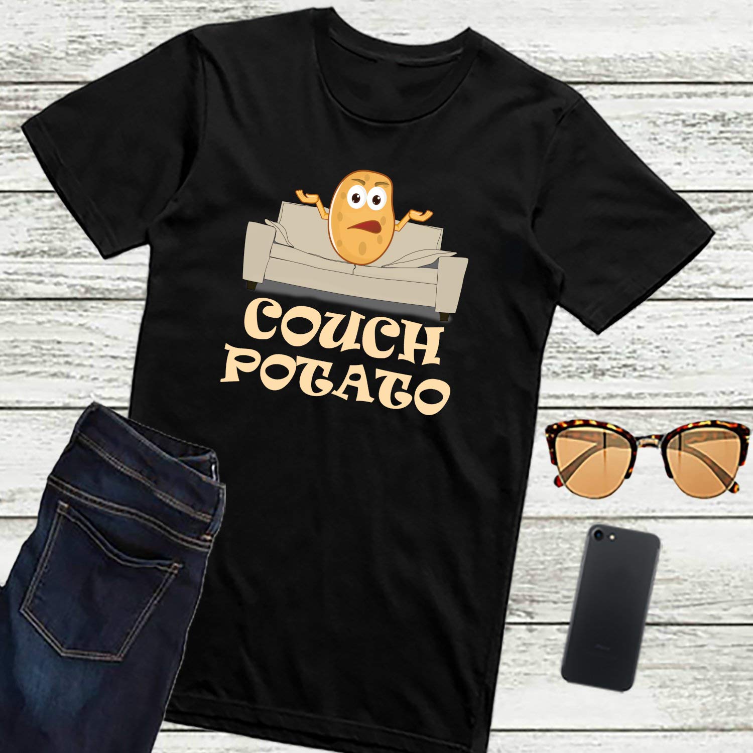 Amazon Com Couch Potato Shirt Lazy People T Shirts Funny Couch