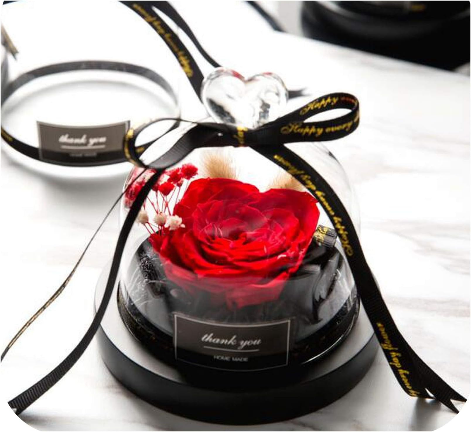 Sharing lives Preserved Exclusive Rose in Glass Dome with Lights Eternal Real Rose Mother's Day GIF,Red