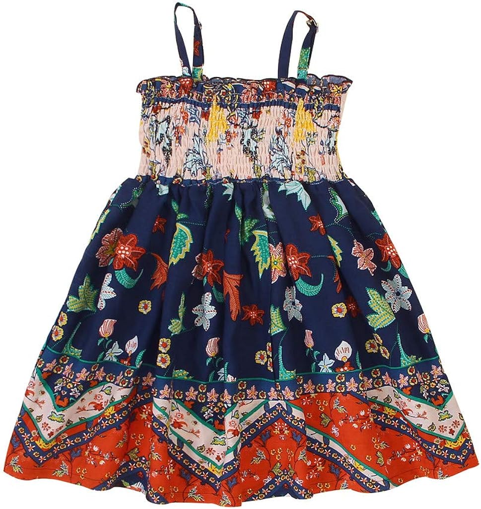 Shimigy Toddler Kids Baby Girls Summer Suspenders Floral Print Princess Dress Outfits