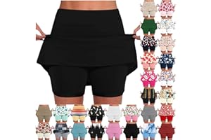 Skorts for Women Plus Size Tummy Control Legging with Skirts Casual High Waist Mini Skirts Athletic Tennis Short