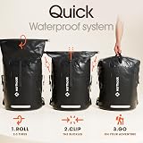 Earth Pak 35L Waterproof Backpack Roll-Top Closure Front Pocket Black view 6