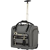 Steve Madden Designer 15 Inch Carry On - Weekender Overnight Business Travel Luggage - Lightweight 2- Spinner Wheels Suitcase - Under Seat Rolling Bag for Women, Peek-a-boo Grey, 15.0 x 14.0 9.0