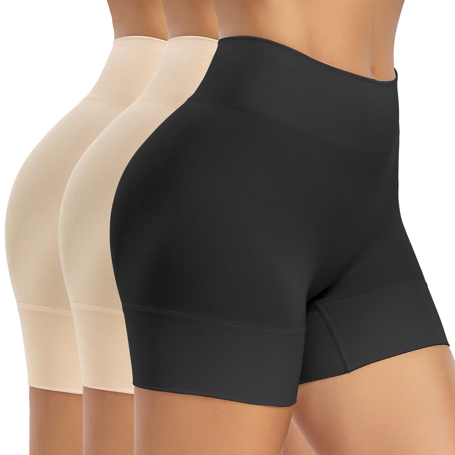 Photo 1 of BESTENA 3 Pack Slip Shorts for Under Dress Anti Chafing Shorts Boyshorts Panties for Women M
