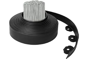 MIXC 1.5inch X 40FT Garden Edging Borders with 40 Metal Spikes, No-Dig Flexible Plastic Edge Border for Landscaping, Lawn, Ga