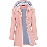 TCOT Rain Jacket Women Lined Raincoat Waterproof Windbreaker Jackets Hooded Raincoats Long Trench Coat