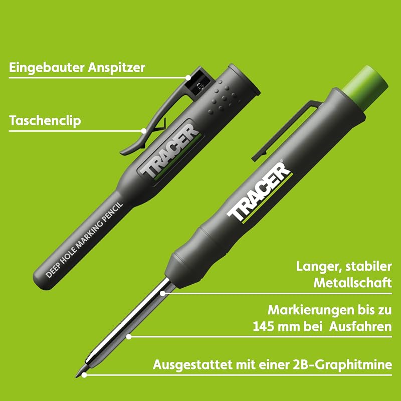 Tieflochmarker Bleistift – Ausziehbarer Baustift 2B, 120mm — Foto 2 von 7