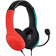 PDP Gaming LVL40 Airlite Stereo Headset for Nintendo Switch/Lite/OLED - Wired Power Noise Cancelling Microphone, Lightweight Soft Comfort On Ear Headphones (Mario Neon - Red & Blue)