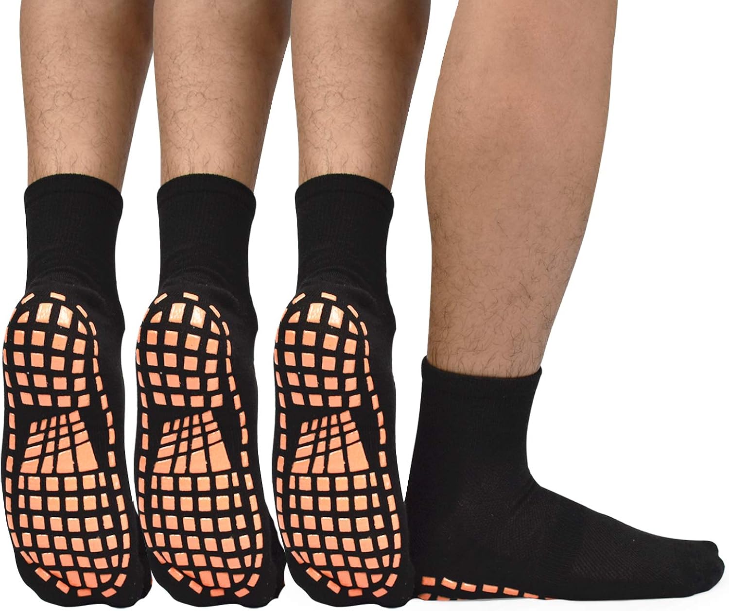 Men Non Slip Sticky Grips Socks - ELUTONG 3 Pairs Tile Wood Floors Anti-Skid Workout Yoga Pilates Hospital Slipper Socks: Clothing