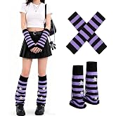Fubotun 1 Pair Star Leg Warmers Y2K 1 Pair Stripe Arm Warmers Y2k Knit Legwarmers Long Fingerless gloves for Women