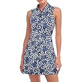 Viracy Tennis Dress for Women Sleeveless Golf Dresses with Shorts and Pockets Ruffle Zip Up Stand Collar Golf Outfits