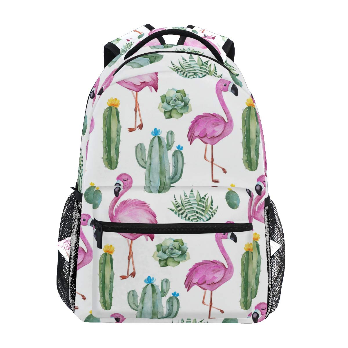 Cactus and Cute Flamingo School Backpack for Boys Girls Kids Travel Bag Bookbag