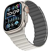 Bisikor Compatible with Apple Watch Band 49 46 45 44 42 41 40 38mm, Double Sided Wearable Silicone Magnetic Strap for iWatch Ultra SE Series 11 10 9 8 7 6 5 4 3 2 1 (42/44/45/46/49, Beige/Gray)