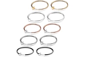 JewelrieShop Clip on Hoop Earrings for Women Fake Nose Ring Faux Lip Septum Ring Fake Cartilage Earrings Spring Endless Hoop Earrings Non Piercing Lobes Men (5 Pairs,13mm-25mm,Mixed Colors/Sized)
