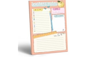 Sweetzer & Orange Teacher Planner Pad – Weekly Undated Lesson Planner for Teachers – 60 Tear-Off Sheets – 9” x 6” Compact Desk Notepad with Notes and Contact Section – Stylish Peach Border