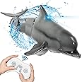 Remote Control Dolphin Shark, Water Pool Toys for Kids Ages 8-12, 2.4G High Simulation Oceanic Dolphins with Light, Swimming Bathroom Toys for 6+ Year Old Boys and Girls