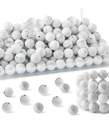 50pcs Purple Silicone Beads - 15mm Round Marble Sensory Beads For Jewelry Making, Mom Necklace DIY