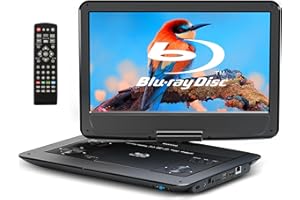 WONNIE 16.9" Portable Blu Ray Player with 14.1" 1080P Full HD Large Swivel Screen, Blu-ray DVD Player with HDMI Out & AV Out, 4-5 Hours Rechargeable Battery, Support USB/Micro SD Card