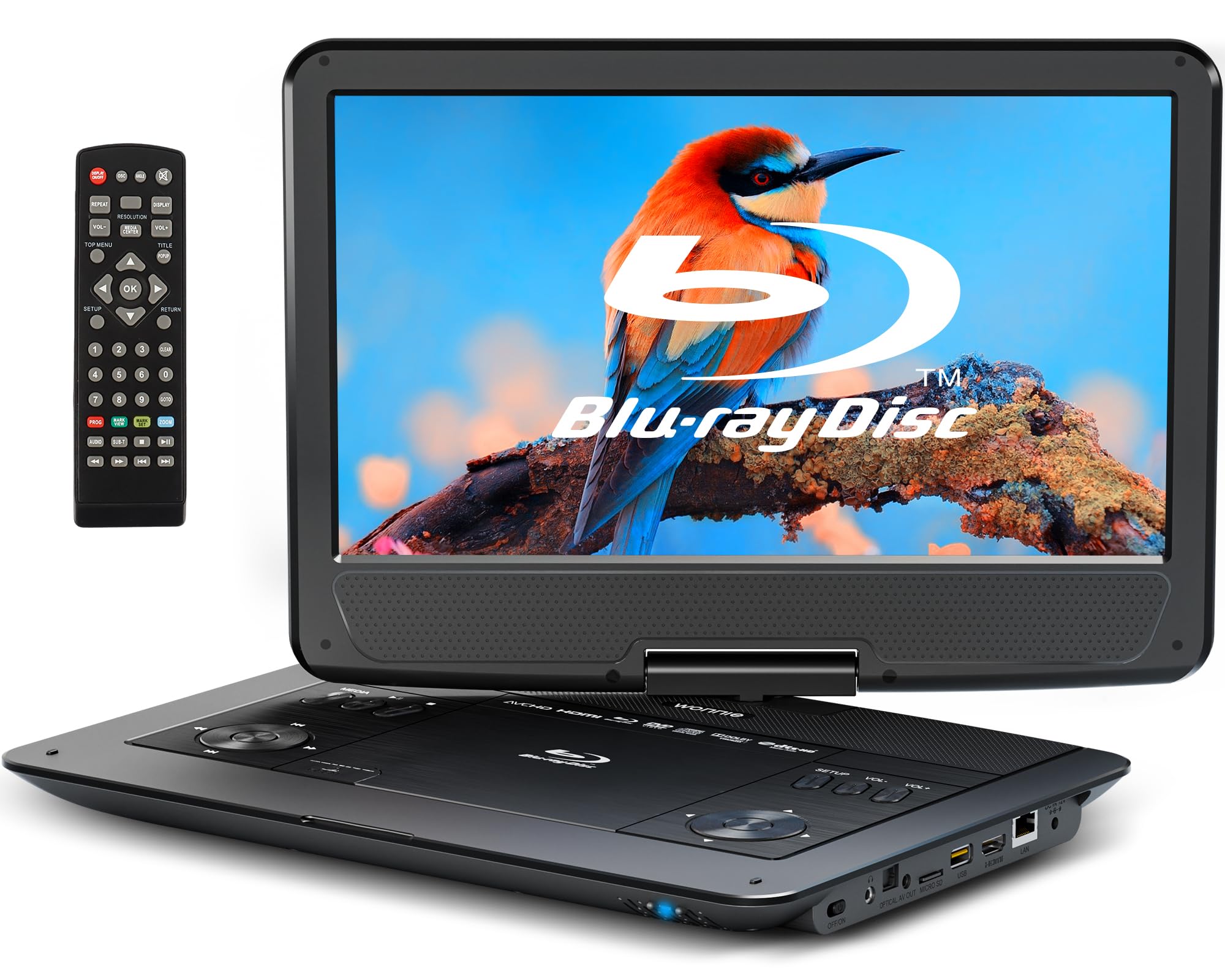 Photo 1 of PARTS ONLY --------------------------------------------------------------------------------------------------------WONNIE 16.9" Portable Blu Ray Player with 14.1" 1080P Full HD Large Swivel Screen, Blu-ray DVD Player with HDMI Out & AV Out, 4-5 Hours Rech