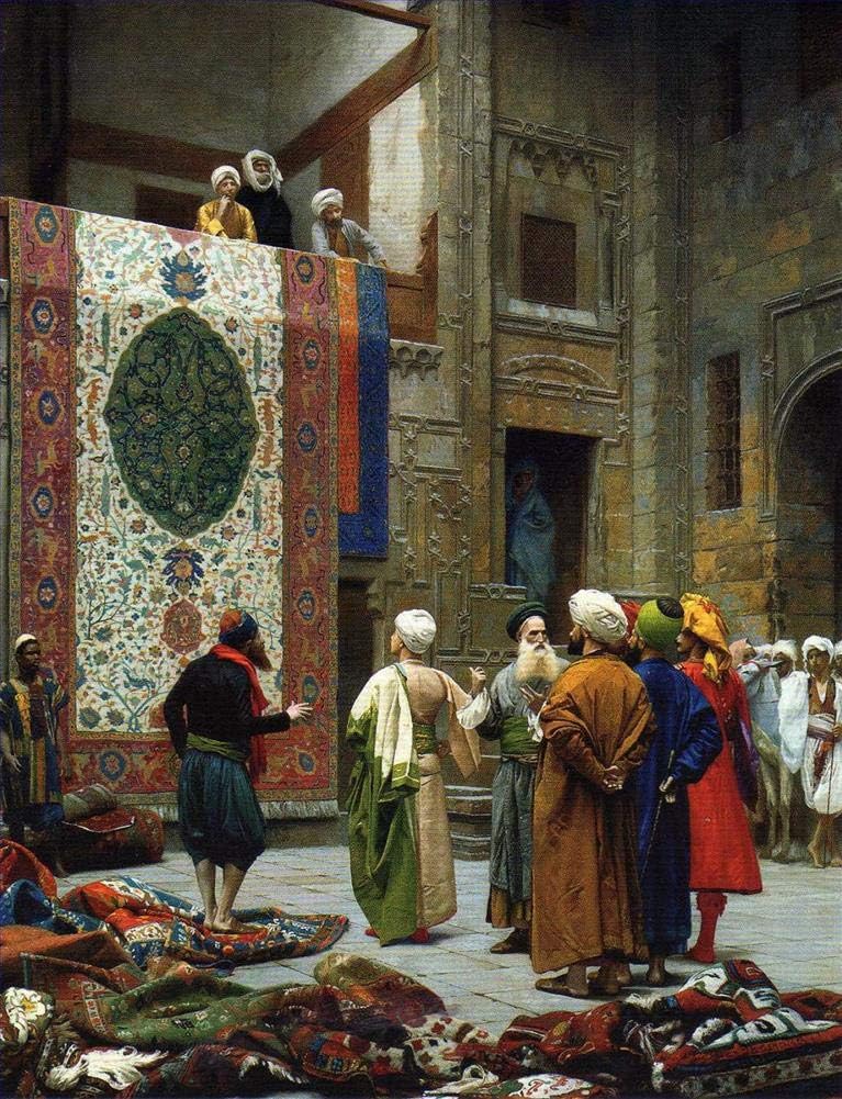 $50-$4000 Hand Painted Art Paintings by College Teachers - The Carpet Merchant Islamic Jean Leon Gerome Oil Painting Reproduction for Wall Decor Canvas Old Famous -Size12