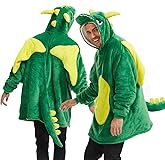 Laahoem Unisex Dragon Hoodie Men Women Oversize Animal Flannel Pullover Costume Soft Cozy Warm Adult Wearable Blanket Hooded