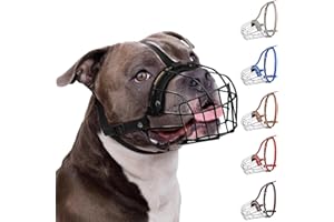 BRONZEDOG Pitbull Dog Muzzle Breathable Metal Basket for Large Dogs Amstaff Staffordshire Terrier Biting Chewing Barking (Nylon, Black)
