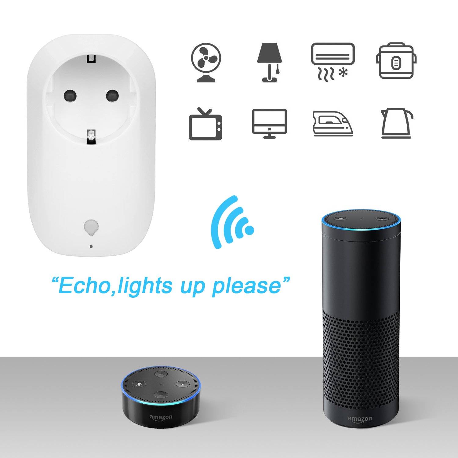 WiFi Smart Steckdose, Togather 3500W WLAN Smart Plug Steckdose funktioniert mit Amazon Alexa,Fernbedienung mit App Steuerung für IOS und Android