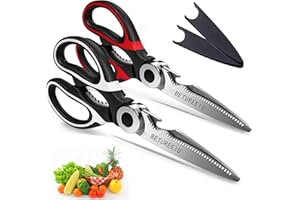[2-Pack] Kitchen Shears, Kitchen Scissors Heavy Duty Dishwasher Safe, Utility Scissors All Purpose, Stainless Steel Sharp Foo