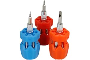 TC Sportline KU-20003 3-Piece 7 In 1 Stubby Multi-Bit Drivers Pocket Precision Screwdriver Set Tool Kit