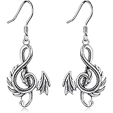 Gothic Dragon Dangle Earrings 925 Sterling Silver Vintage Dragon Jewelry Birthday Christmas Gifts for Women…