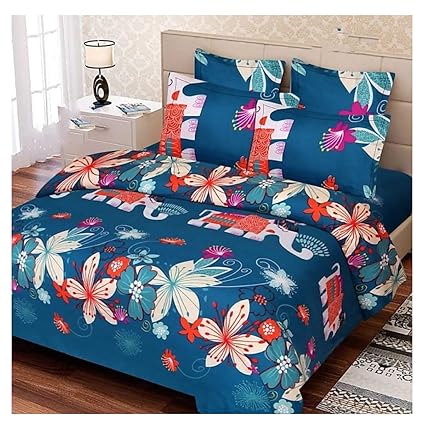 RS Home Furnishing 5D Digital Print Woolen Velvet Bedsheet with 2 Pillow Covers -King Size, Multicolour, 90x100