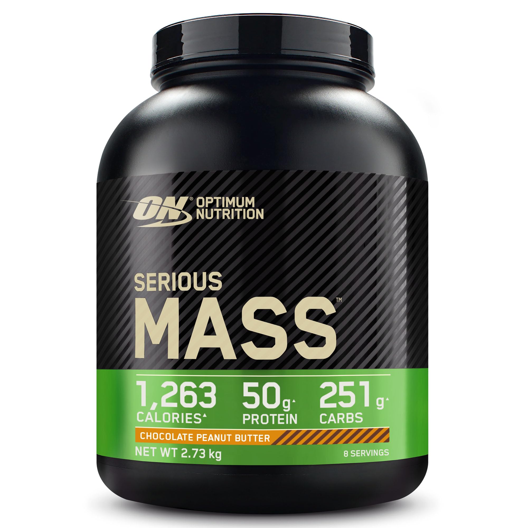 Optimum Nutrition Serious Mass Protein Powder High Calorie Mass Gainer with Vitamins, Creatine and Glutamine, Chocolate Peanut Butter, 8 Servings, 2.73 kg, Packaging May Vary