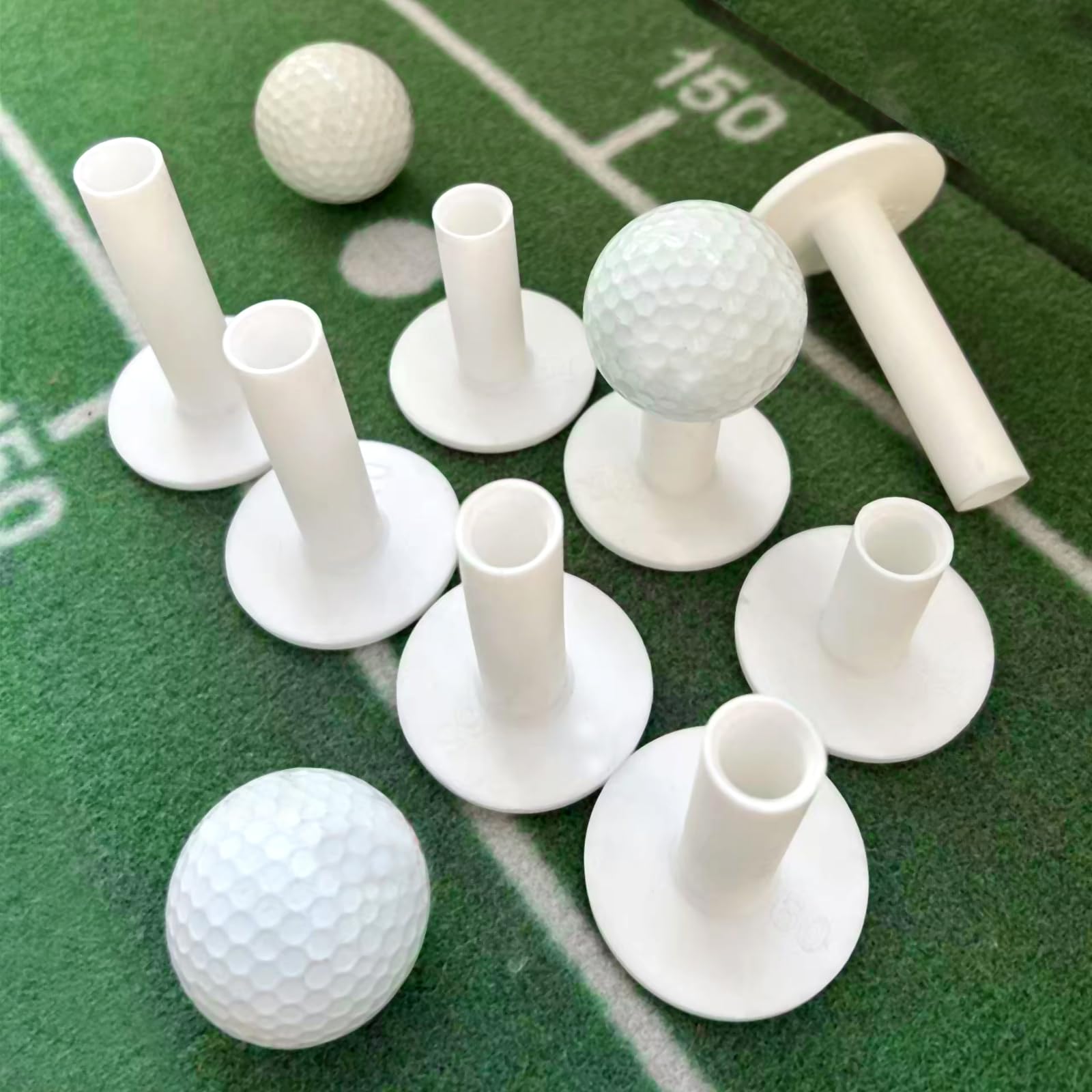 Photo 1 of Rubber Golf Tees for Mats & Indoor Golf Simulators - 8 Pack Mixed Size for Driving Range & Indoor and Outdoor Golf Hitting Mats (US Sizes, 8 Sizes)