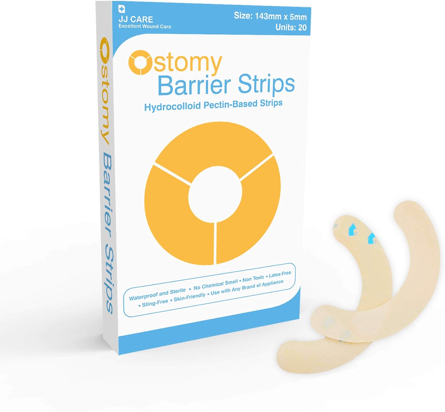 [Pack of 20] Ostomy Barrier Strips, 5.62” Elastic Barrier Strips for Colostomy Bags, Skin Barrier Strips Hydrocolloid Extenders for Ostomy Bag, Ostomy Supplies, Latex-Free, Waterproof and Moldable: Health & Personal Care